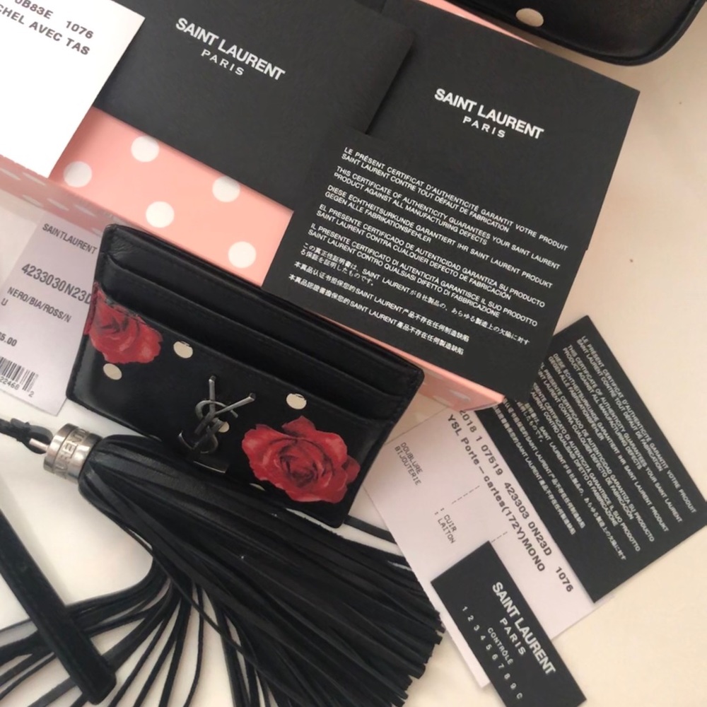 Yves Saint Laurent YSL Rose & Polka dot wallet